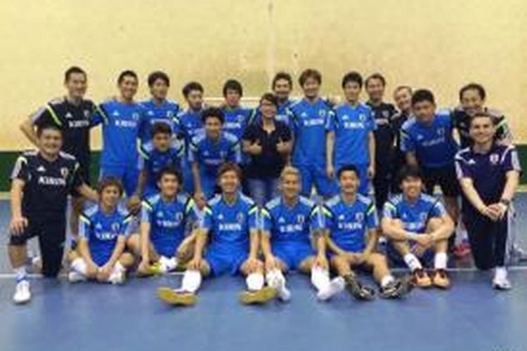 Para pemain dan staf tim nasional futsal Jepang di kejuaraan Piala Futsal Asia 2014.