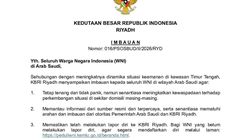 Situasi Timur Tengah Memanas, KBRI Riyadh Imbau WNI di Arab Saudi Tingkatkan Kewaspadaan