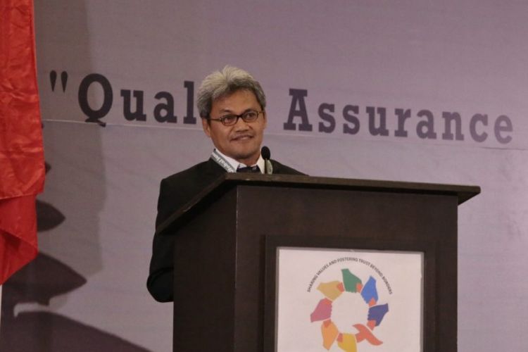 Sekretaris Jenderal Kemenristekdikti Ainun Na?im pada pembukaan konferensi Asia Pacific Quality Network (APQN) Global Summit 2018 di Denpasar, Bali, (28/8/2018).