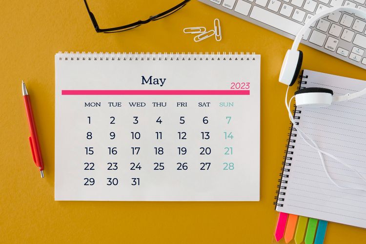 Ilustrasi kalender bulan Mei