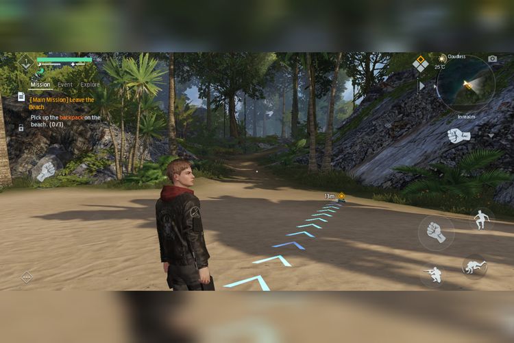 Ilustrasi eksplorasi pantai di game Undawn.