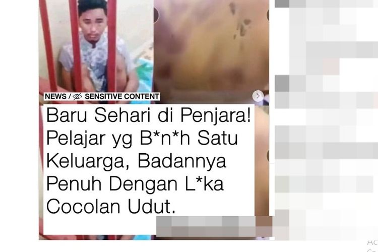 Tangkapan layar pelaku pembunuhan satu keluarga di Penajam Paser Utara, Kalimantan Timur yang dianiaya saat berada di penjara.