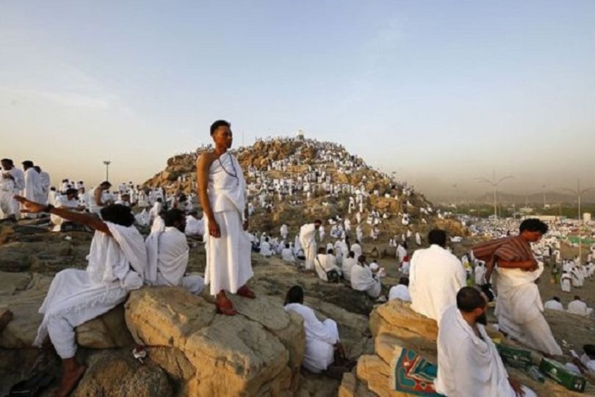 Jemaah haji di Arafat sebelum terjadi pandemi virus corona.