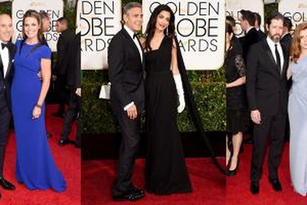 Beberapa pasangan yang hadir di penghargaan Golden Globe 2015: Matt Lauer bersama Savannah Guthrie, George Clooney dan Amal Clooney serta Amy Adams yang ditemani Darren Le Gallo.