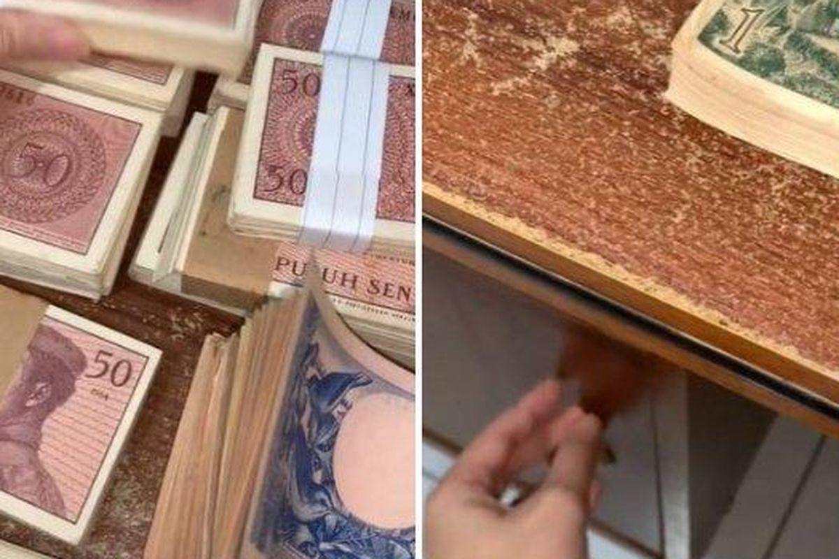 Uang rupiah kuno yang ditemukan perempuan di Kota Bandung, Jawa Barat.