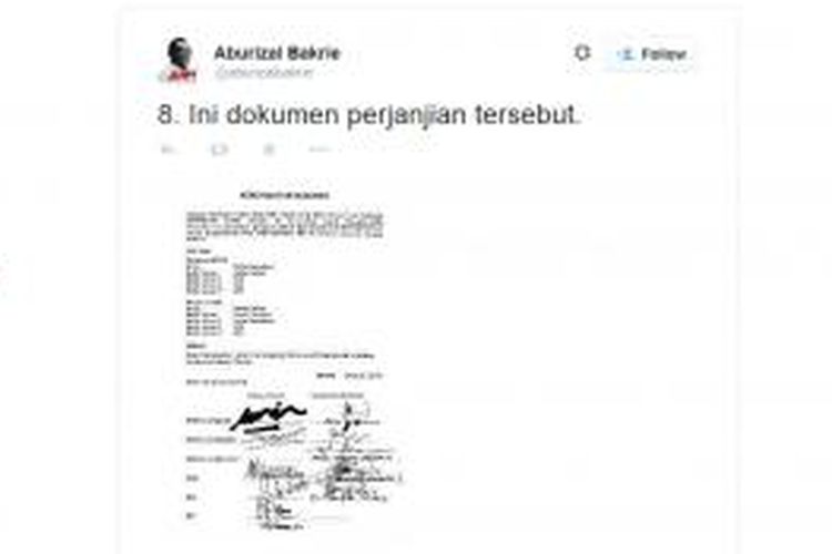 Tweet Aburizal Bakrie yang mendukung Perppu Pilkada