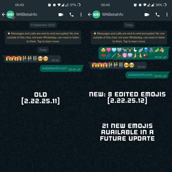 21 emoji baru bakal hadir di WhatsApp dan ada delapan emoji baru yang diperbarui. Namun, kebaruan ini baru akan dihadirkan ke pengguna WhatsApp beta terlebih dahulu