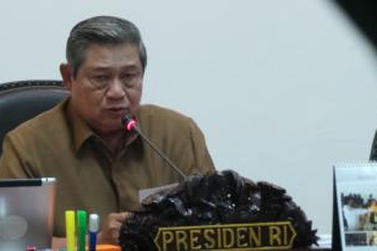 Presiden Susilo Bambang Yudhoyono membahas soal ancaman Negara Islam Irak dan Suriah (ISIS) dalam rapat terbatas di kantor presiden, Senin (4/8/2014).