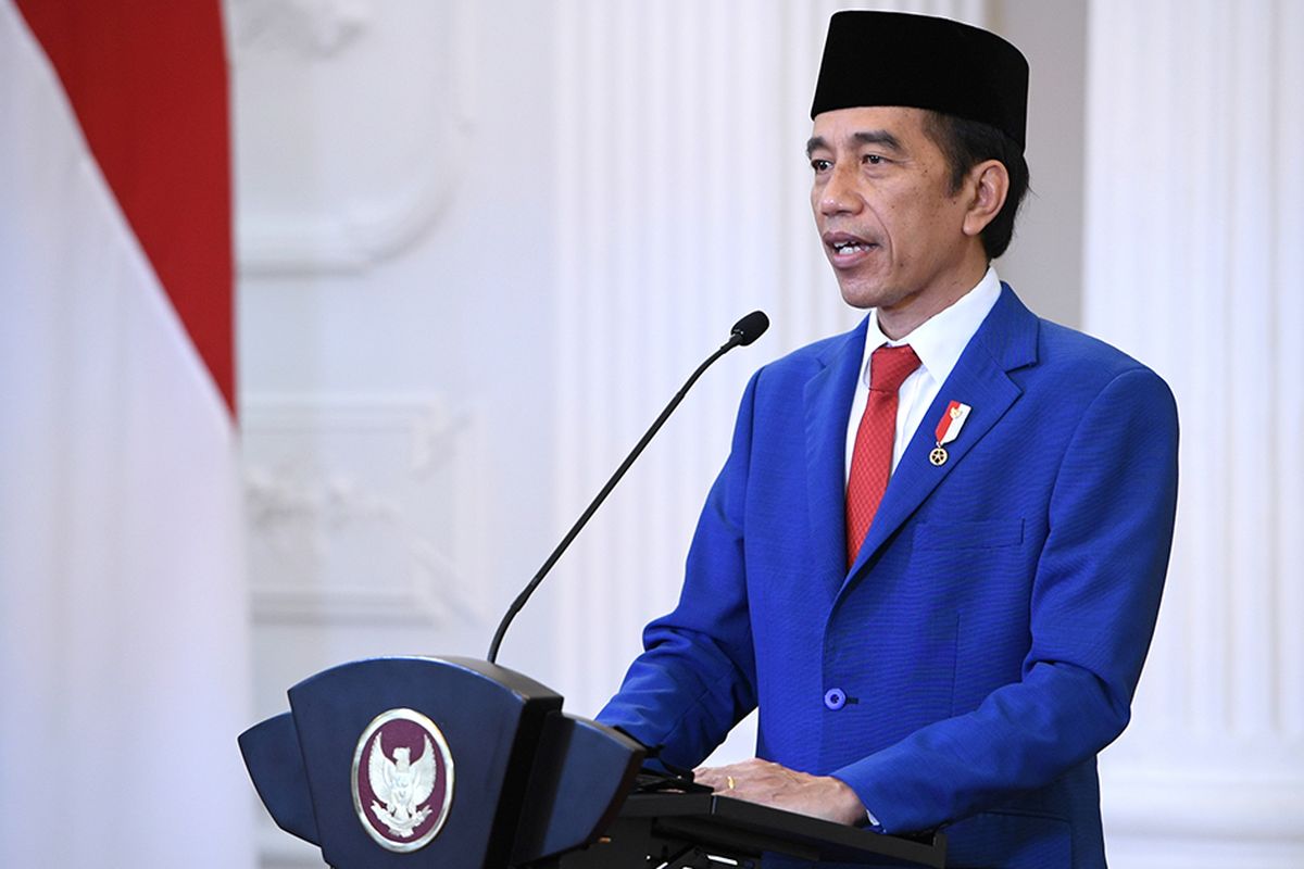 Presiden Joko Widodo menyampaikan pidato untuk ditayangkan dalam Sidang Majelis Umum ke-75 PBB secara virtual di Istana Bogor, Jawa Barat, Rabu (23/9/2020). Dalam pidatonya Presiden Joko Widodo mengajak pemimpin dunia untuk bersatu dan bekerja sama dalam menghadapi pandemi Covid-19.