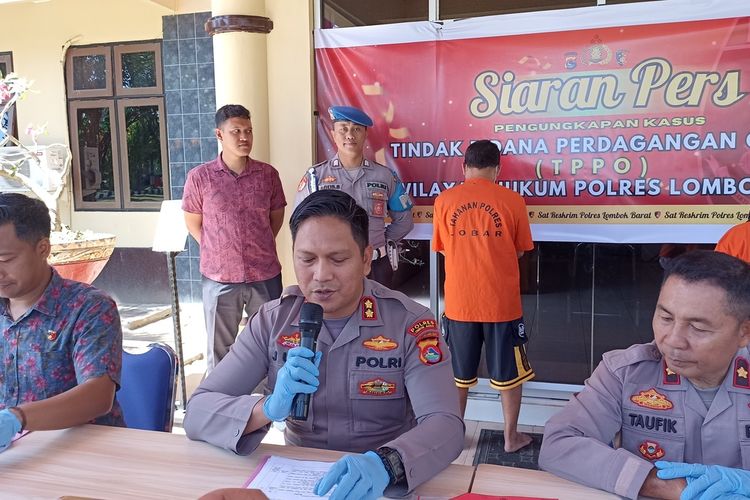 jumpa pers polres Lombok barat ungkap kasus TPPO, jumat (11/8/2023)