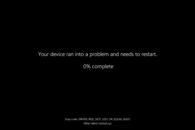 Tampilan layar hitam atau Black Screen of Death (BSOD) baru yang akan debut di Windows 11. 
