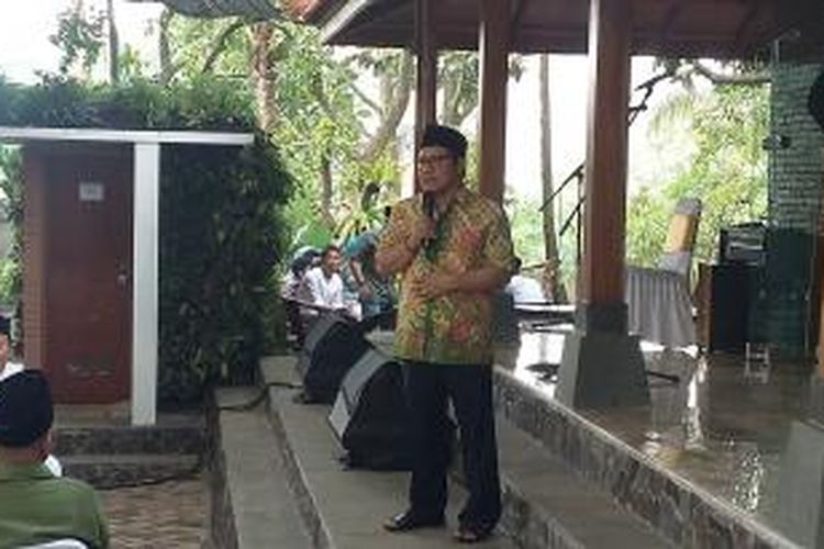 Ketua Umum Partai Kebangkitan Bangsa (PKB) Muhaimin Iskandar, saat membuka acara silaturahmi di kediamannya, Ciganjur, Jakarta Selatan, Minggu (26/7/2015).