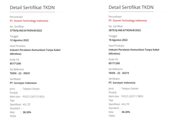 Dua ponsel Poco misterius yang sudah muncul di laman sertifikasi TKDN Kemenperin.