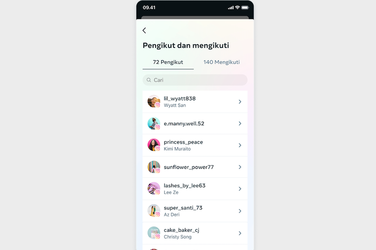 Fitur Pengawasan di Instagram bisa melihat followers dan following anak.