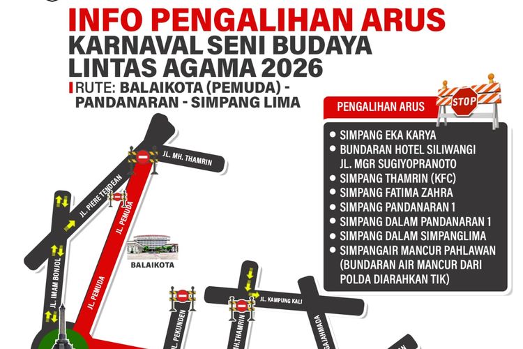 Ada Pawai Ogoh-Ogoh Minggu Besok, Simak Rekayasa Lalu Lintas di Jantung Kota Semarang