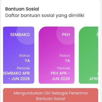 Tangkapan layar tampilan hasil cek bansos di aplikasi Cek Bansos Kemensos. Cek PKH. Cara cek penerima PKH Mei 2026. Cara cek penerima PKH tahap 2 2026.