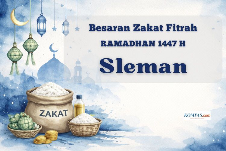 Berikut besaran zakat fitrah 2026 di Kabupaten Sleman baik dalam bentuk beras maupun uang tunai pada bulan Ramadhan 1447 H.