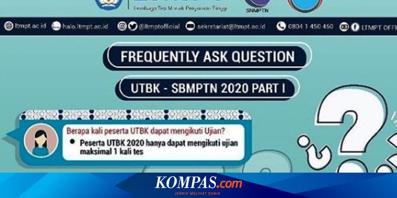 Kumpulan Pertanyaan Peserta Utbk Sbmptn 2020 Berikut Jawaban Ltmpt Halaman All Kompas Com