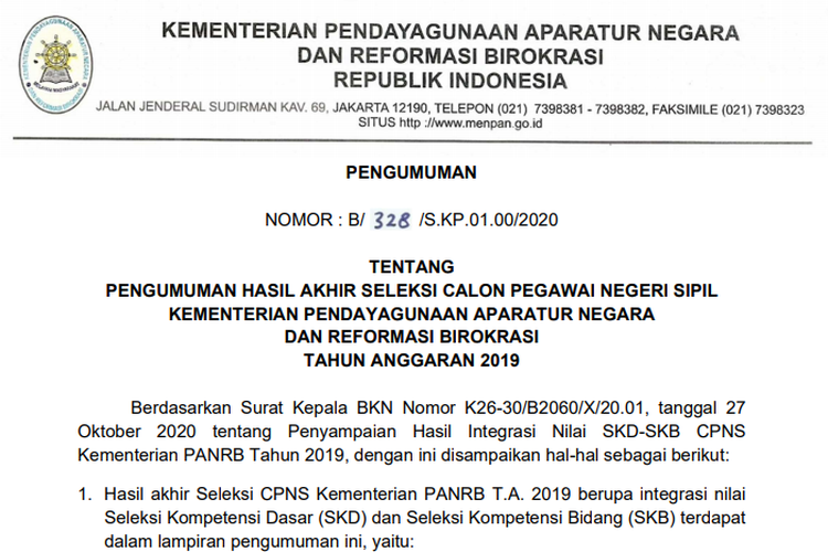 Sudah Diumumkan Ini Link Dan Ketentuan Pemberkasan Cpns 2019 Kemenpan Rb Halaman All Kompas Com