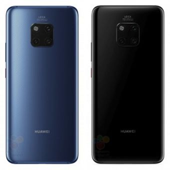 Bocoran gambar render Huawei Mate 20 Pro varia warna biru dan hitam.