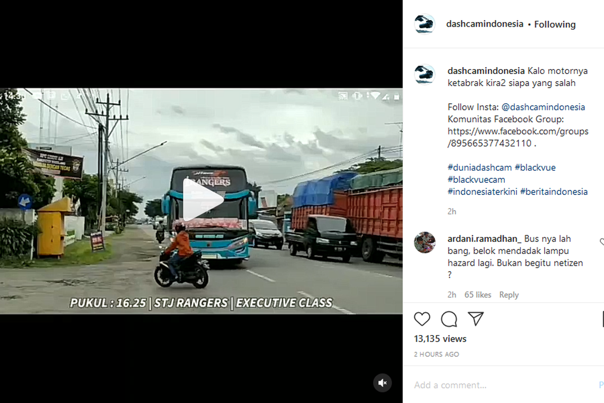 Potongan video bus salah pakai lampu hazard