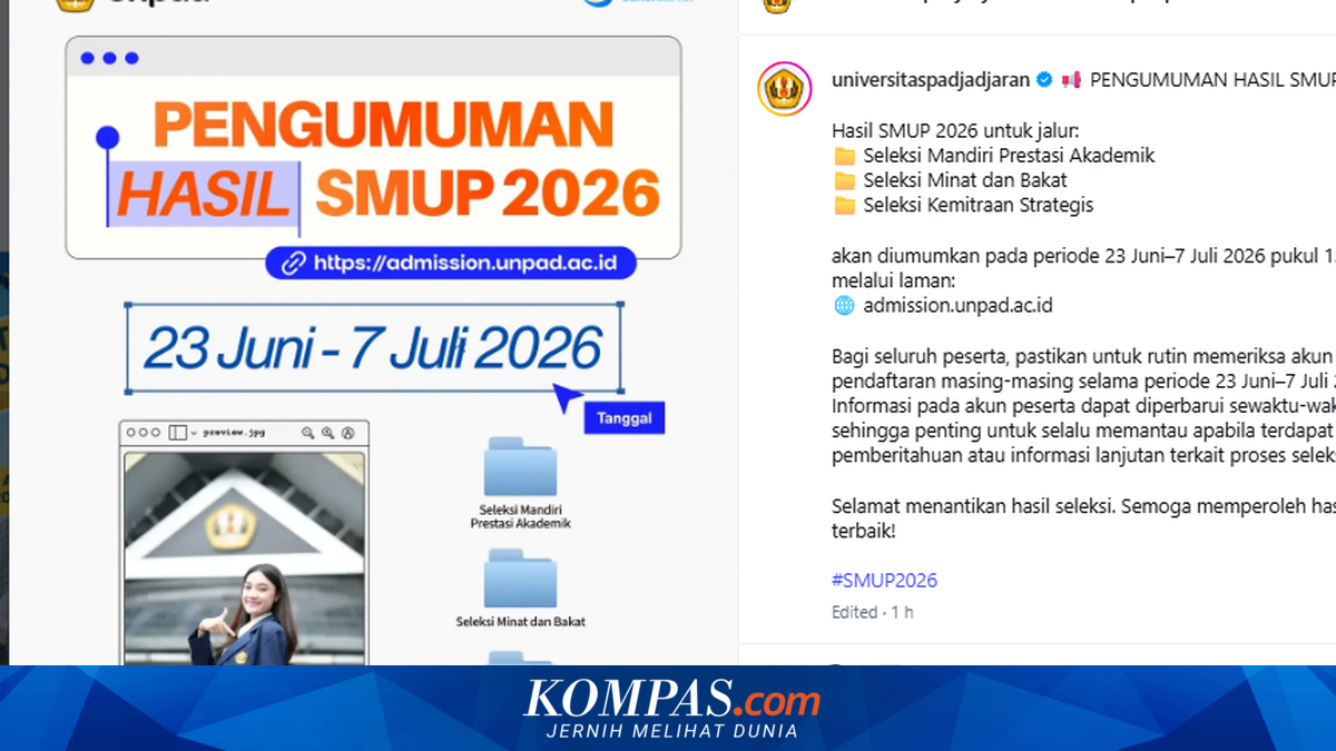 Hasil SMUP Unpad 2026 Diumumkan, Cek Ketentuan Daftar Ulang