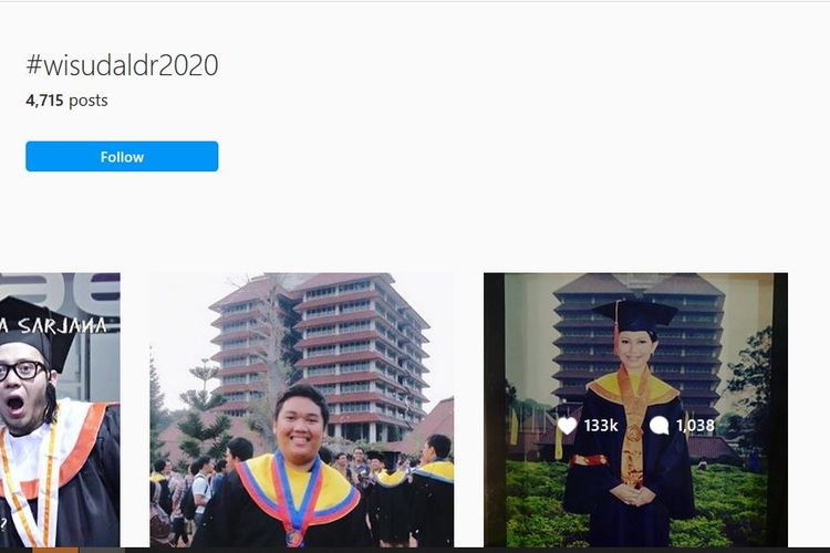 Unggahan Instagram dengan tagar wisuda LDR 2020