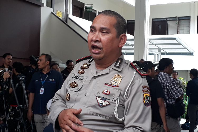 Korban bom Thamrin pada Januari 2016, Ipda Denny Mahieu, di Pengadilan Negeri Jakarta Selatan, Jumat (18/5/2018).