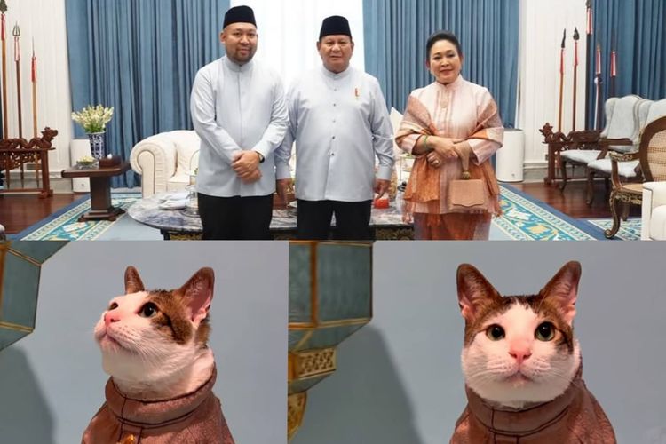 Potret keluarga Presiden Republik Indonesia Prabowo Subianto dan keluarga saat merayakan Idul Fitri.