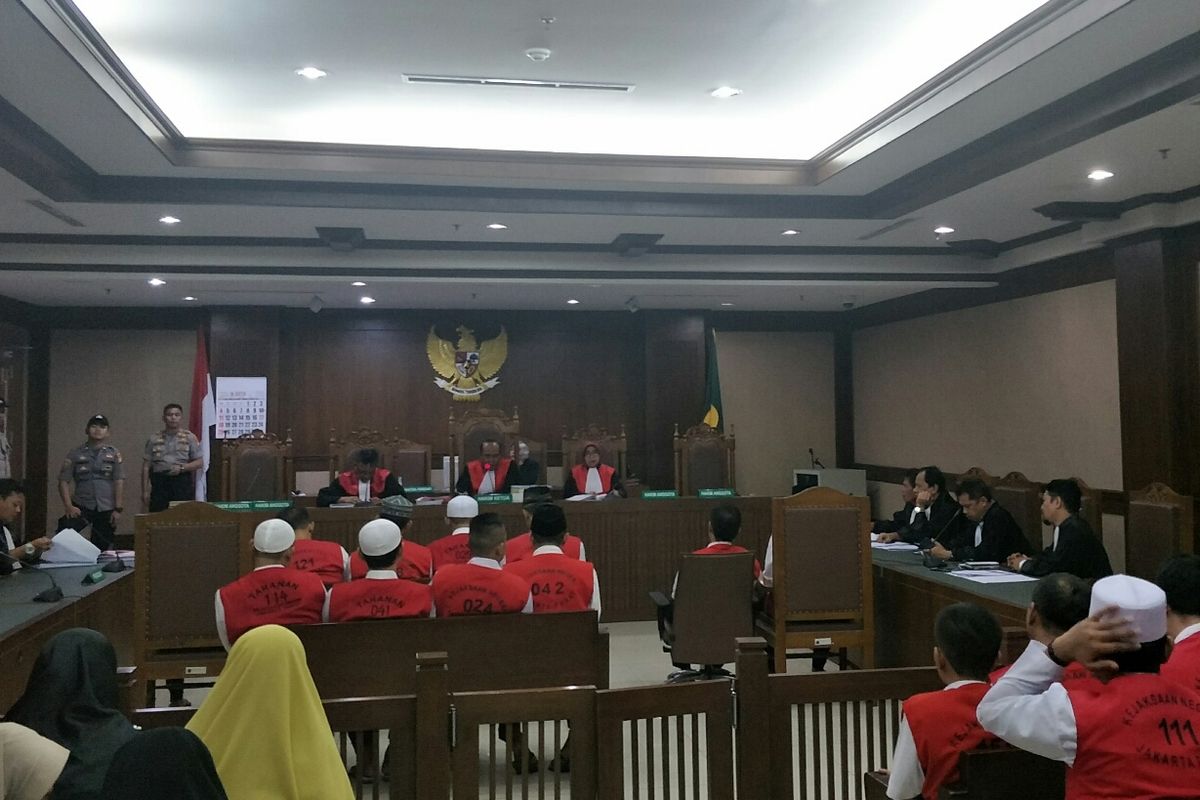 Suasana sidang 29 karyawan Gedung Sarinah di Pengadilan Negeri Jakarta Pusat, Selasa (13/8/2019).