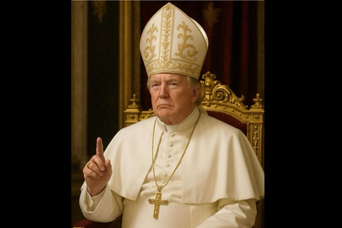 Donald Trump yang mengunggah foto berpakaian seperti seorang Paus.