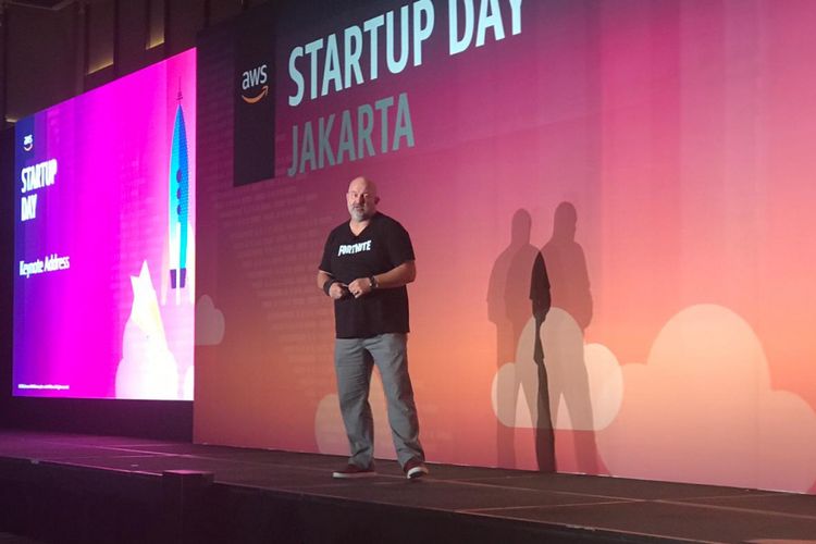 Dr Werner Vogels, CTO Amazon.com, hadir pada acara AWS (Amazon Web Services) Startup Day 2018 di Hotel Westin, Kamis (20/9/2018).