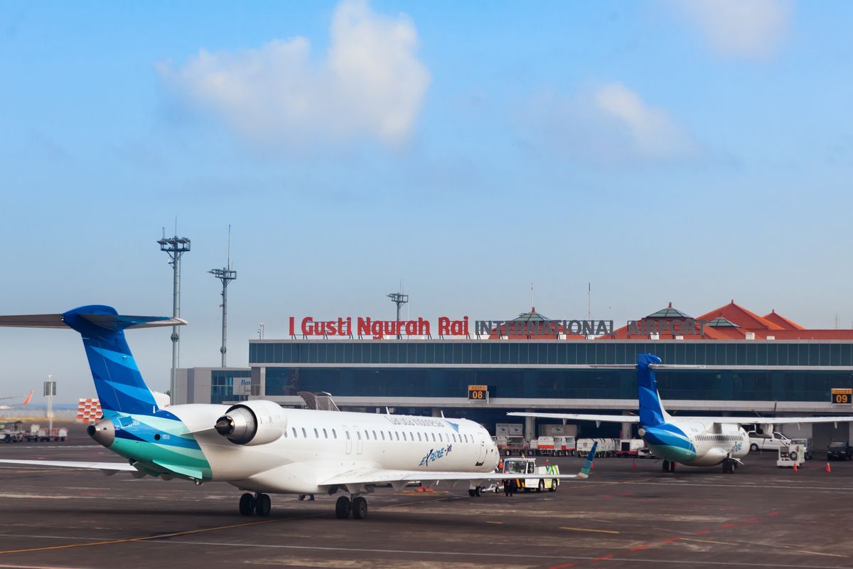 Ilustrasi bandara - Bandara Internasional I Gusti Ngurah Rai di Denpasar, Bali.