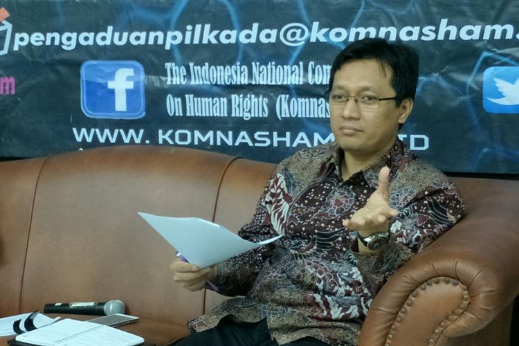 Komisioner bidang mediasi Komnas HAM, Munafrizal Manan ketika ditemui di Kantornya, Jakarta, Rabu (9/5/2018). 