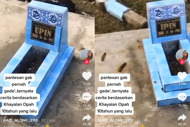 viral video diduga kuburan upin dan ipin dari akun TikTok @ABI_ALONK_3110