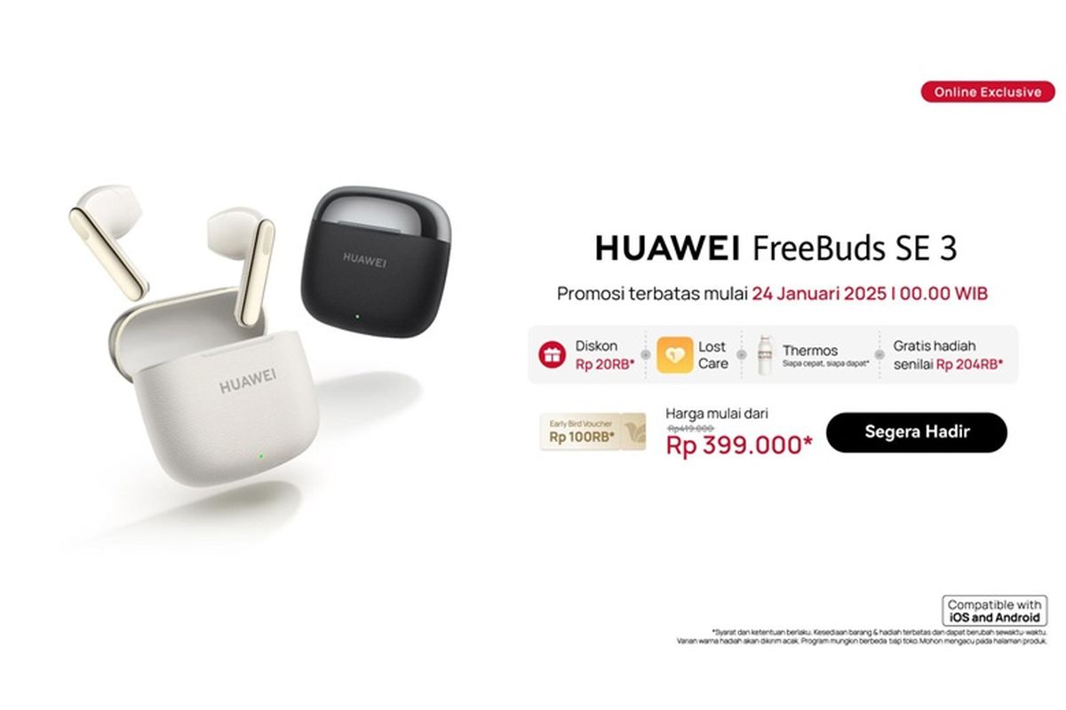 HUAWEI FreeBuds SE 3 sudah bisa di-checkout mulai Jumat (24/1/2025). 