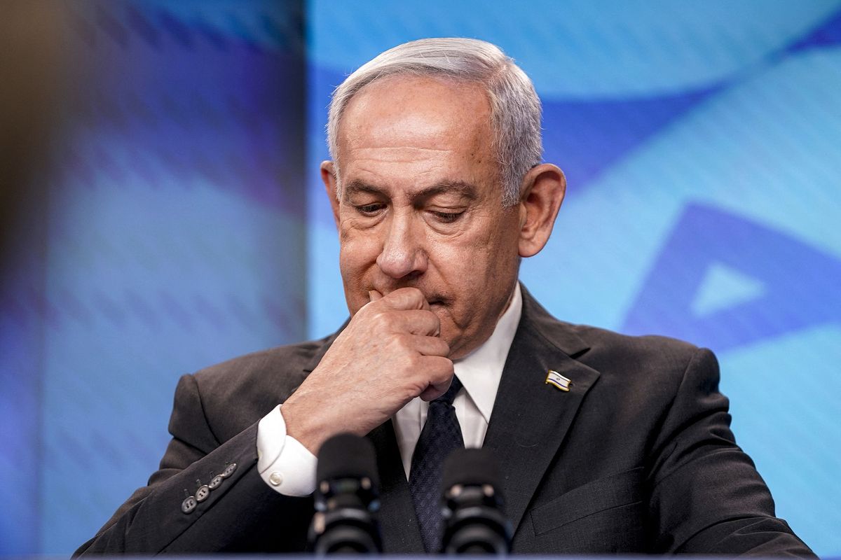 Perdana Menteri Israel Benjamin Netanyahu saat konferensi pers bersama Menteri Luar Negeri Amerika Serikat Marco Rubio di kantor PM Israel di Yerusalem, 15 September 2025.
