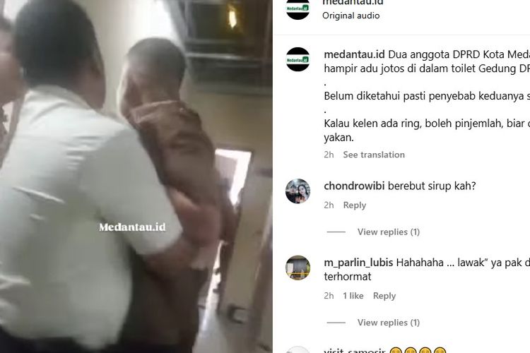 Dua anggota DPRD Medan, Sumatera Utara, berkelahi di di toilet gedung DPRD Medan, Selasa (18/3/2025).