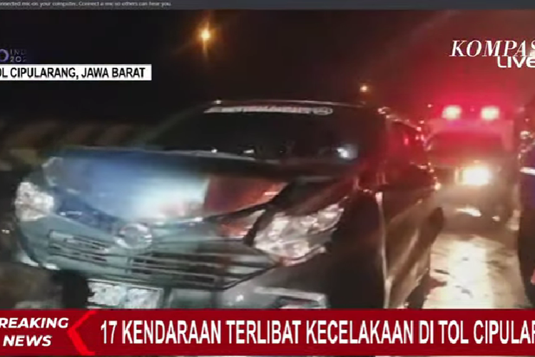 Sebanyak 17 kendaraan terlibat kecelakaan beruntun di Tol Cipularang KM 92, Minggu (26/6/2022) malam.