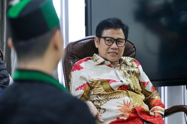 Wakil Ketua Dewan Perwakilan Rakyat (DPR) Republik Indonesia (RI) Bidang Koordinator Bidang Kesejahteraan Rakyat (Korkesra) Abdul Muhaimin Iskandar saat menerima anggota Cipayung Plus, Selasa (23/5/2023).
