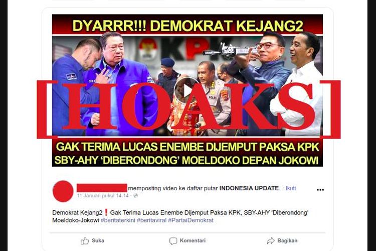 Hoaks AHY-SBY tak terima Gubernur Papua Lukas Enembe dijemput paksa KPK karena kasus dugaan suap Rp 1 milyar