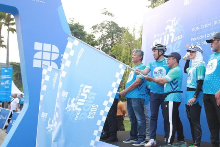 Flag Off Ceremony Pelindo Run and Ride 2023 di kawasan Plaza Barat Gelora Bung Karno (GBK), Jakarta Pusat, Sabtu (9/9/2023).