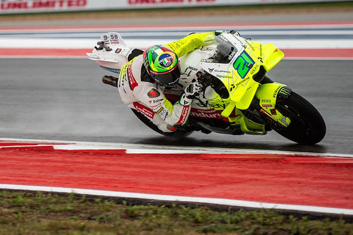 Franco Morbidelli saat berlaga pada MotoGP Amerika 2025