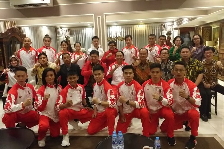 Tim Wushu Indonesia yang akan berlaga di SEA Games 2019 di WTC Manila, Filipina, 1-3 Desember 2019. 