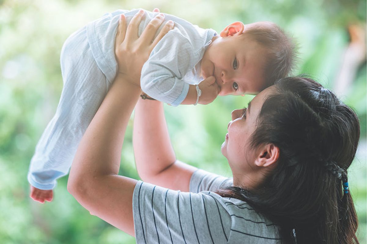 Ilustrasi ibu dan bayi.