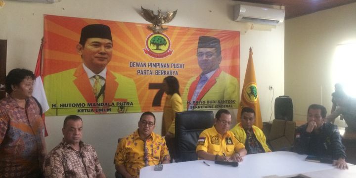Sekretaris Jenderal Partai Berkarya Priyo Budi Santoso di kantor DPP Partai Partai Berkarya, Jakarta, Jumat (3/8/2018).
