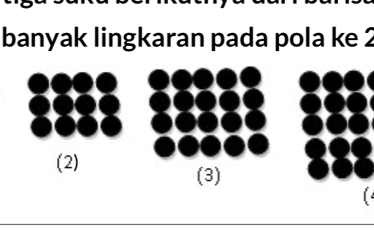 Gambar diatas menunjukkan pola banyak titik pada huruf x banyak titik pada pola ke-7 adalah