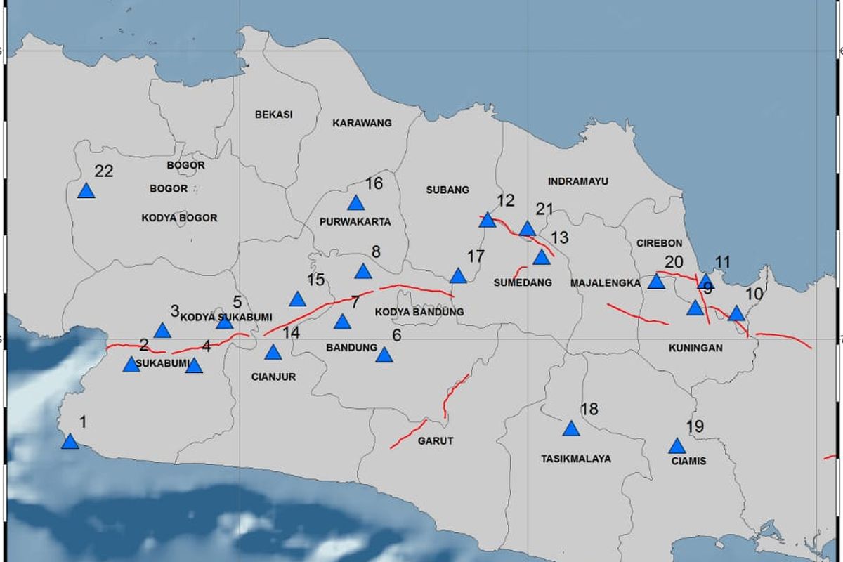 Rencana jaringan sensor gempa di Jawa Barat oleh BMKG, akan dipasang 2019 ini. Pemasangan seismograph ini digunakan untuk antisipasi sesar Lembang, sesar Baribis dan sesar Cimandiri di Jawa Barat.