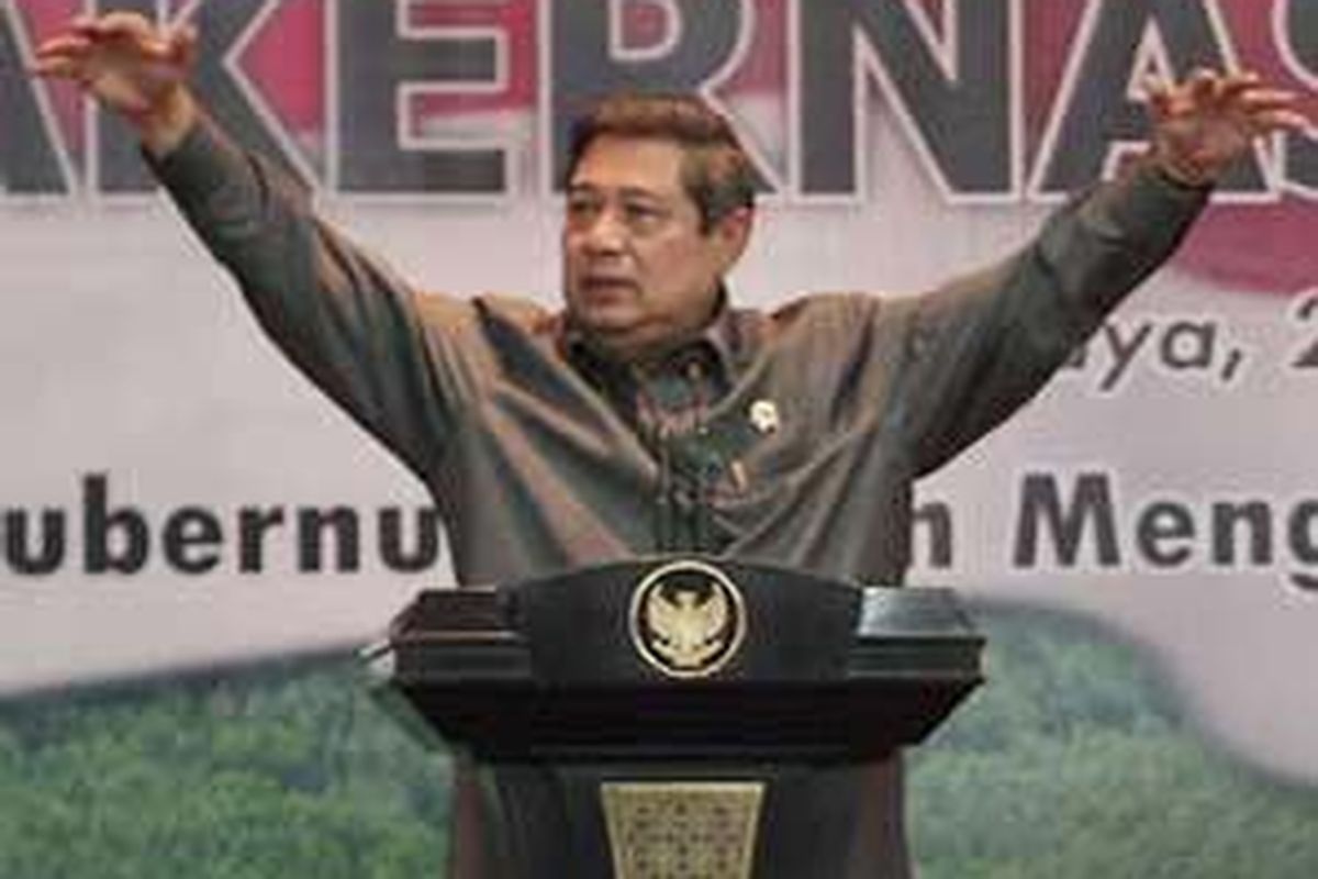Presiden Susilo Bambang Yudhoyono saat membuka secara resmi Rakernas APPSI (Asosiasi Pemerintahan Provinsi Seluruh Indonesia) 2009, di Palangkaraya, Kalimantan Tengah, Kamis (3/12).