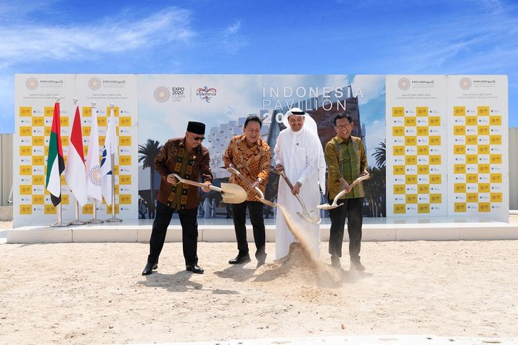 Seremonial groundbreaking pembangunan Paviliun Indonesia di Expo 2020 Dubai, pada Senin (9/9/2019).